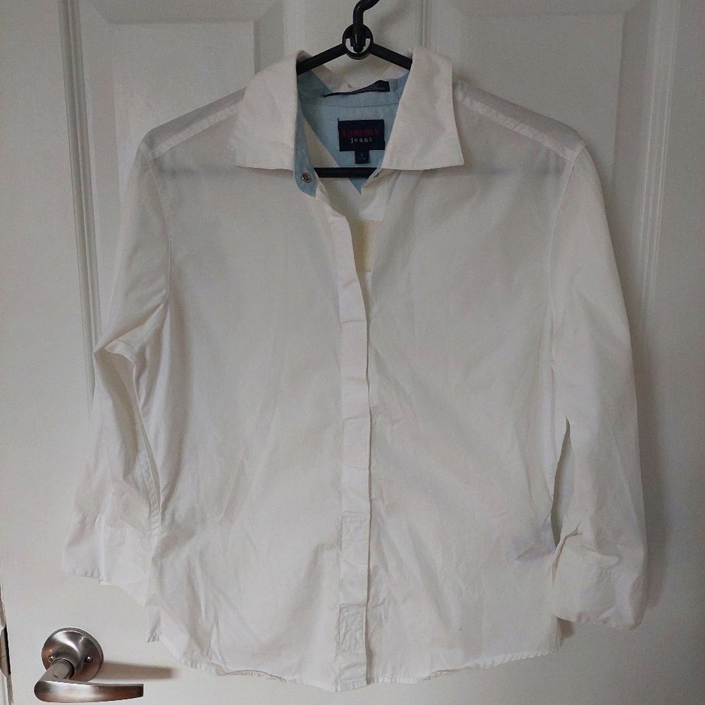 Tommy Hilfiger Women's Size S White Adaptive/ Velcro Button Up Cotton Shirt